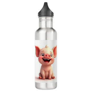 Smiling face baby pig 710 ml water bottle
