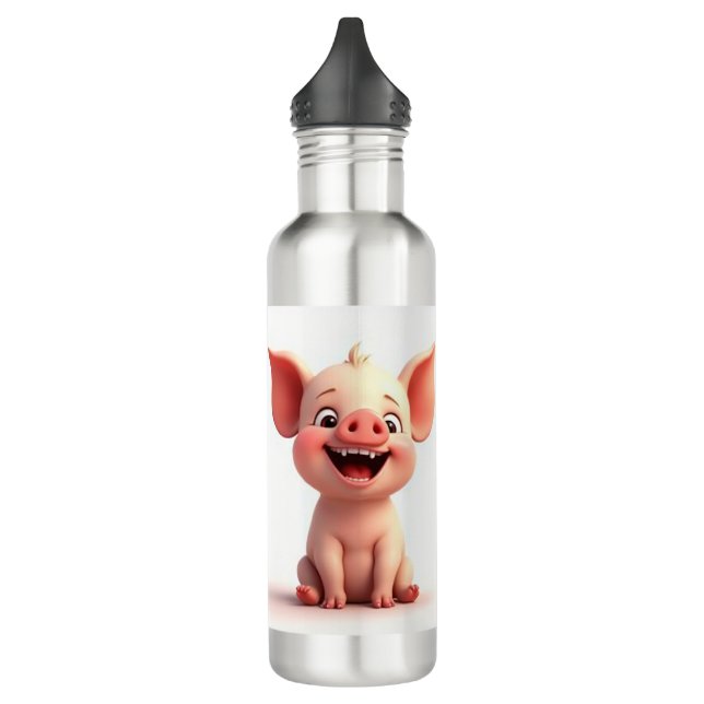 Smiling face baby pig 710 ml water bottle (Left)