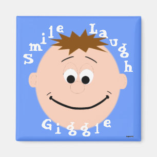 Smiling Face Brown Hair Boy Magnet