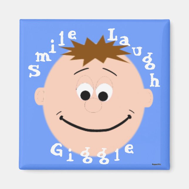 Smiling Face Brown Hair Boy Magnet (Front)