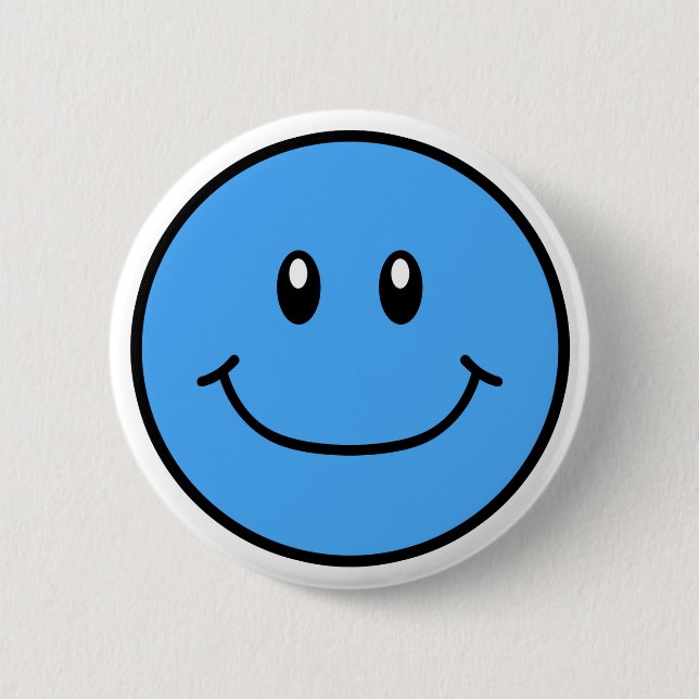 Smiling Face Button Blue 0001 (Front)