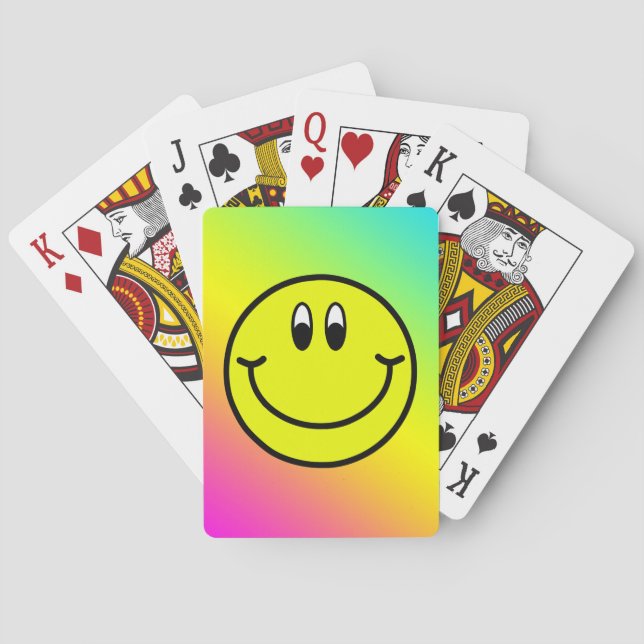 Smiling Face Emoji Rainbow Design Playing Cards (Back)