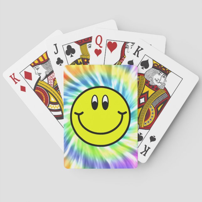 Smiling Face Emoji Tie Dye Design Playing Cards (Back)