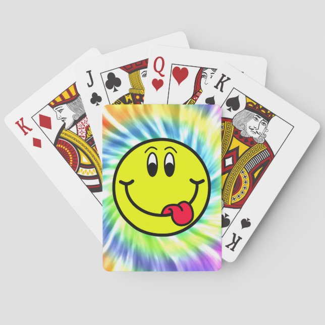 Smiling Face Emoji Tie Dye Design Playing Cards (Back)