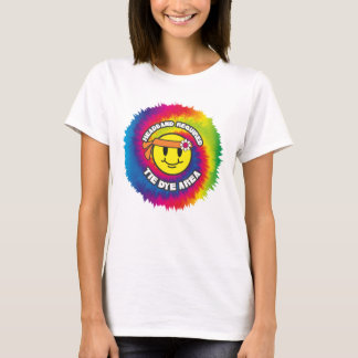 Smiling face groovy hippie tie dye headband area T-Shirt