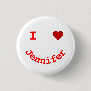 Smiling Face Personalised I Heart 3 Cm Round Badge
