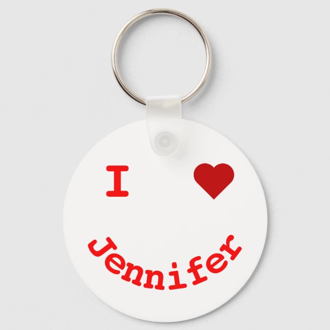 Smiling Face Personalised I Heart Key Ring (Front)