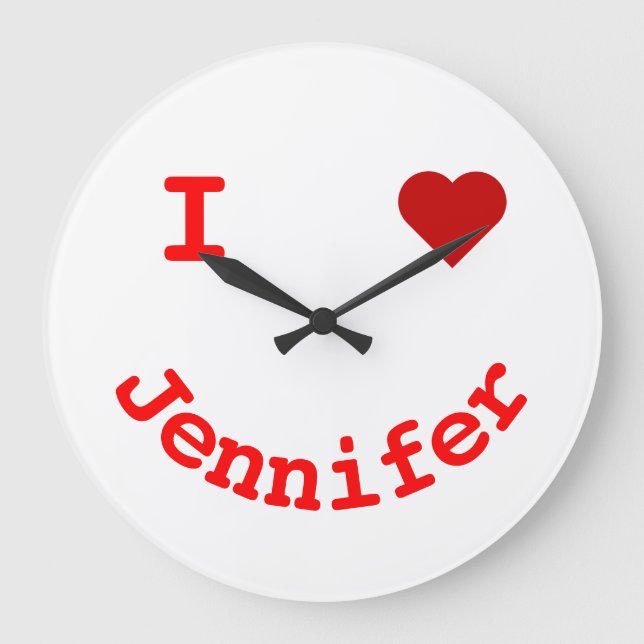 Smiling Face Personalised I Heart Numberless Large Clock (Front)