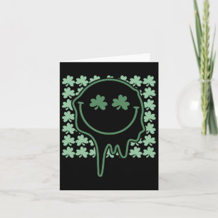 Smiling Face St Patricks Day Groovy Hippie Shamroc Card