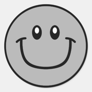 Smiling Face Stickers Grey 0003