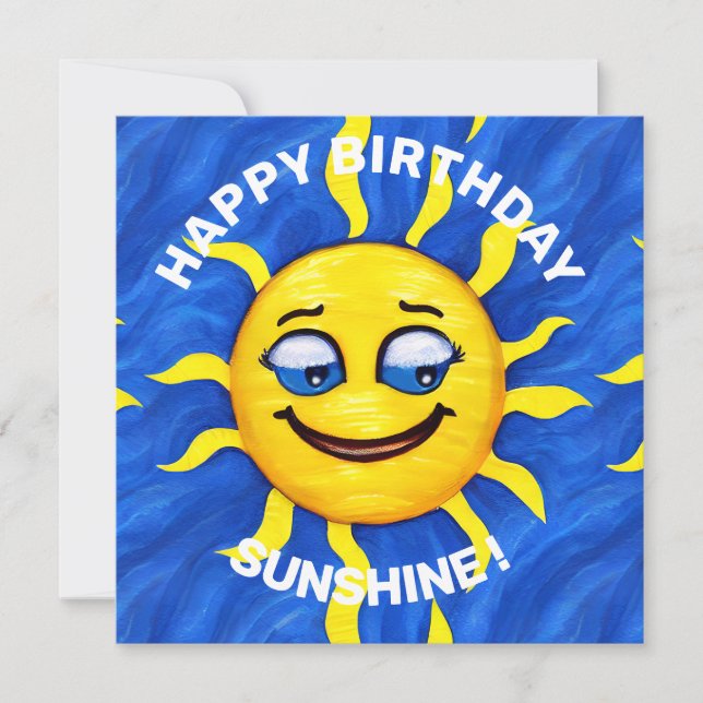 Smiling Face Sunny Sun Holiday Card (Front)