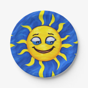 Smiling Face Sunny Sun Paper Plate