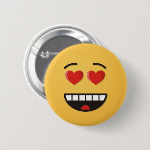 Smiling Face with Heart-Shaped Eyes 6 Cm Round Badge