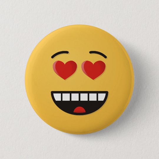 Smiling Face with Heart-Shaped Eyes 6 Cm Round Badge