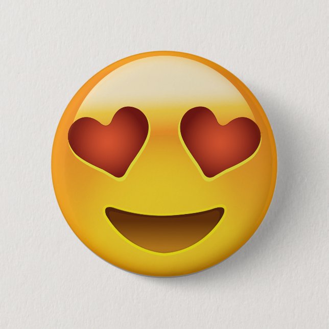 Smiling Face With Heart Shaped Eyes Emoji 6 Cm Round Badge (Front)