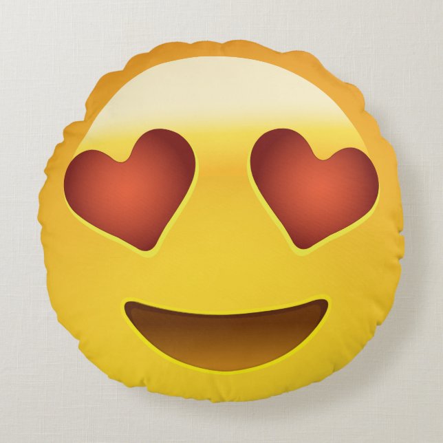 Smiling Face With Heart Shaped Eyes Emoji Round Cushion (Front)