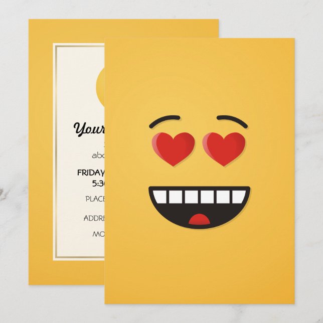 Smiling Face with Heart-Shaped Eyes Invitation (Front/Back)