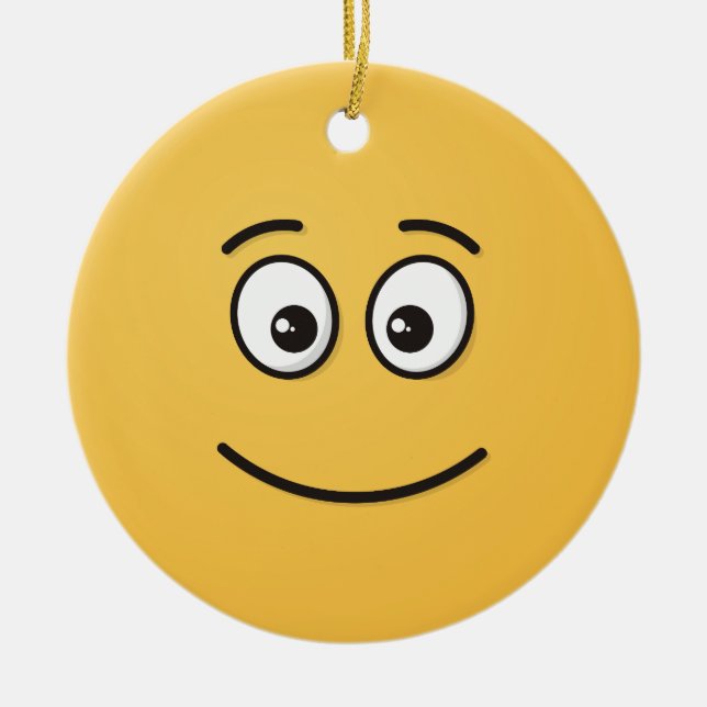 Smiling Face with Open Eyes Ceramic Ornament (Front)