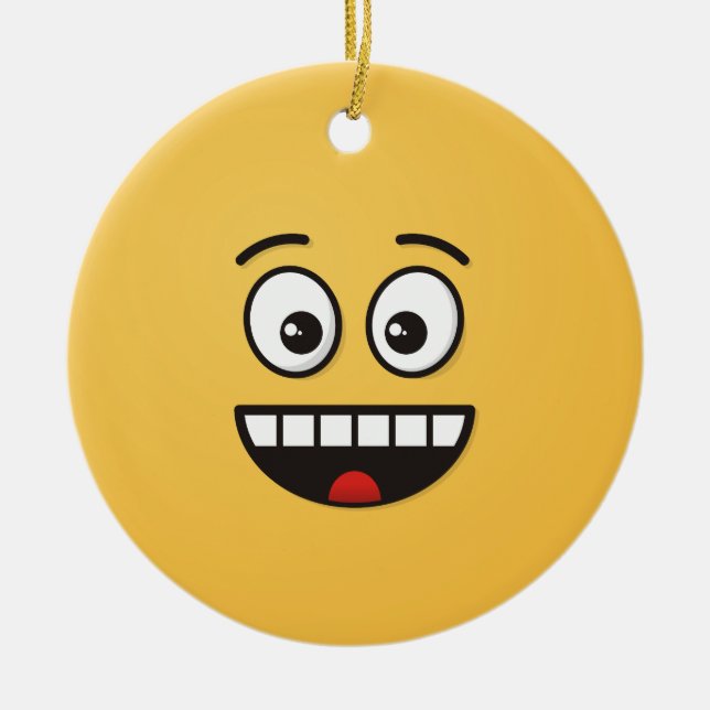 Smiling Face with Open Mouth Ceramic Ornament (Front)