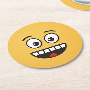 Smiling Face with Open Mouth Round Paper Coaster