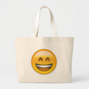 Smiling Face With Open Mouth & Smiling Eyes Emoji Large Tote Bag