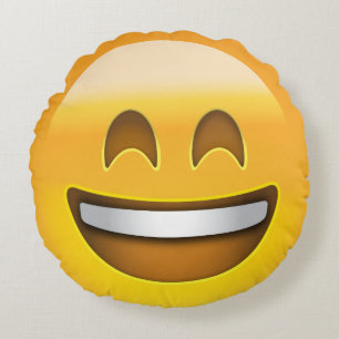 Smiling Face With Open Mouth & Smiling Eyes Emoji Round Cushion