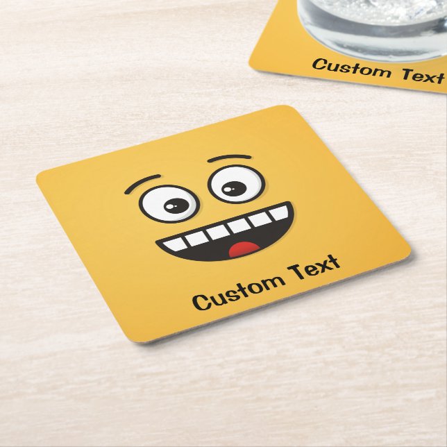 Smiling Face with Open Mouth Square Paper Coaster (Angled)