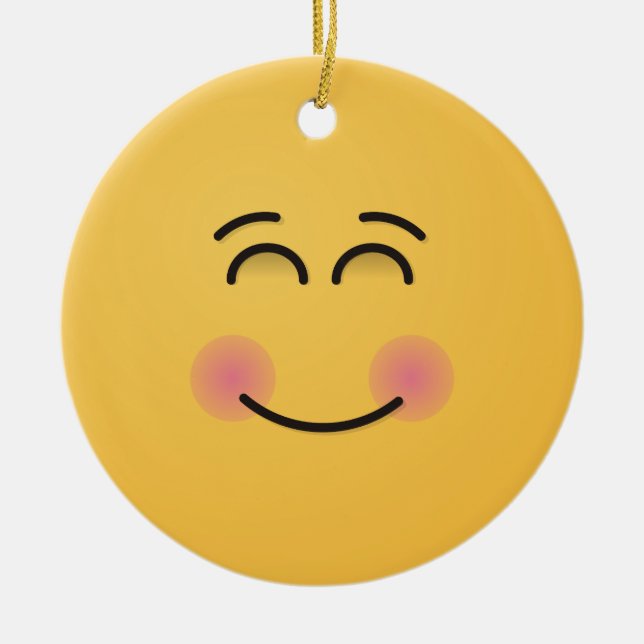 Smiling Face with Smiling Eyes Ceramic Ornament (Front)