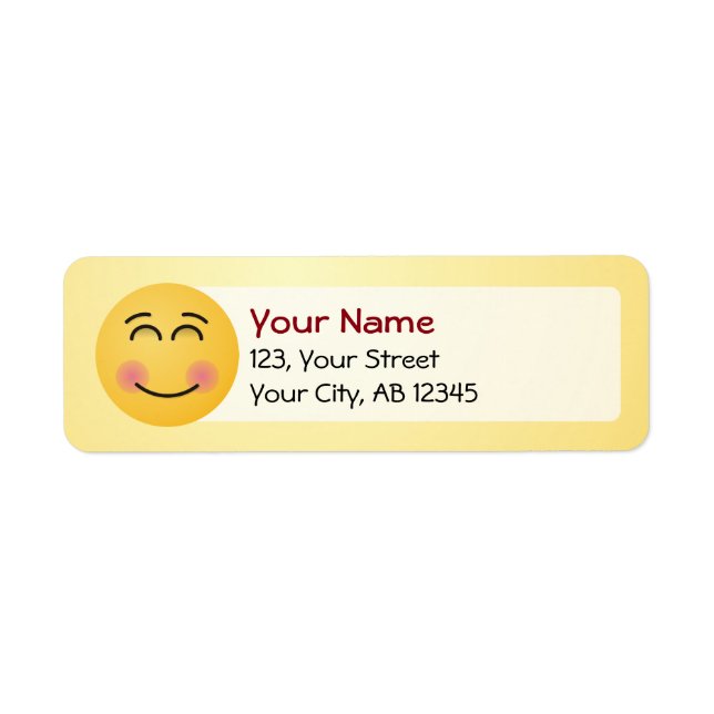 Smiling Face with Smiling Eyes Return Address Label (Front)