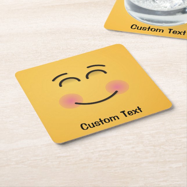 Smiling Face with Smiling Eyes Square Paper Coaste Coaster (Angled)
