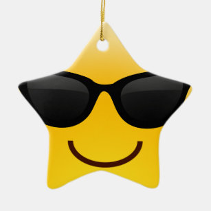 Smiling Face With Sunglasses Cool Emoji Ceramic Tree Decoration