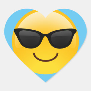 Smiling Face With Sunglasses Cool Emoji Heart Sticker