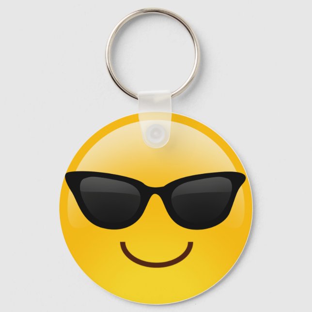 Smiling Face With Sunglasses Cool Emoji Key Ring (Front)