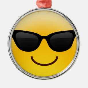 Smiling Face With Sunglasses Cool Emoji Metal Tree Decoration