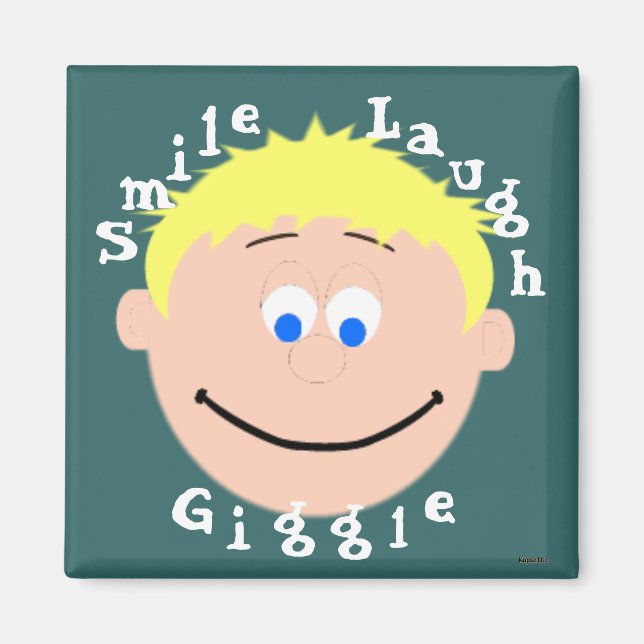 Smiling Faces Blonde Blue Eyes Boy Magnet (Front)