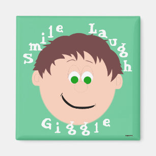 Smiling Faces Brown Hair Green Eyed Boy Magnet