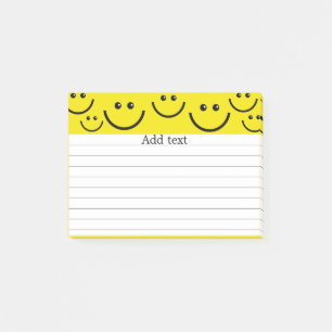 Smiling Faces in Sunshine Yellow Template Post-it Notes