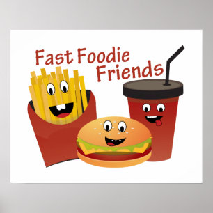 Smiling Fast Foodie Friends Poster