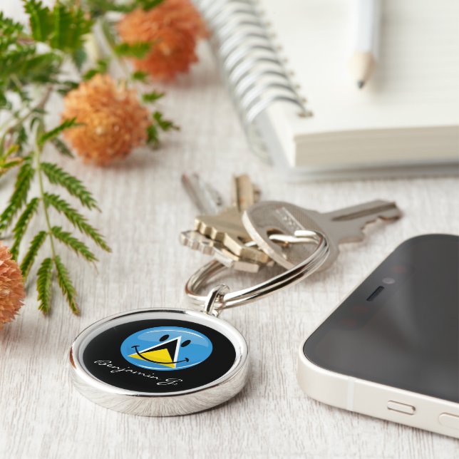 Smiling Flag of Saint Lucia Key Ring (Side)