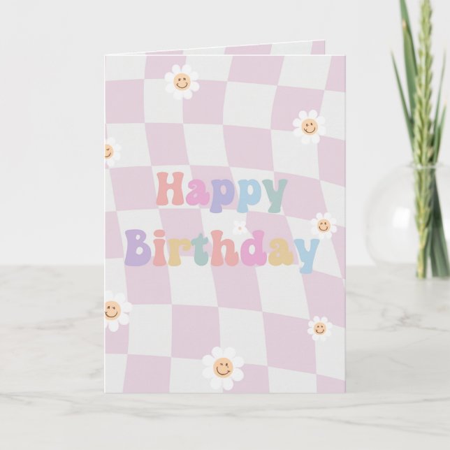 Smiling Flowers Pastel Birthday Card (Front)