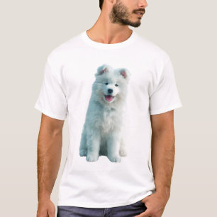 Smiling Fluffy White Samoyed Puppy Men T-Shirt