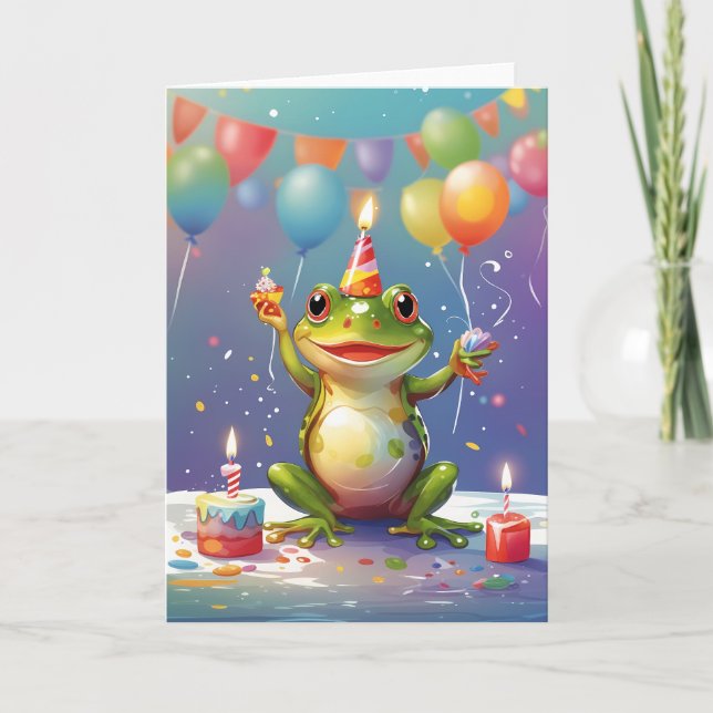 Smiling Frog Celebrating Card (Front)