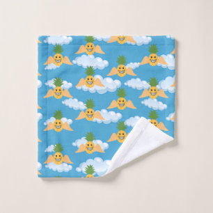 Smiling Fruit Funny Pineapple Happy Face Emojis Wash Cloth