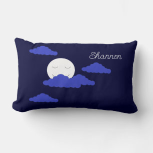 Smiling Full Moon with Clouds: Lumbar Cushion