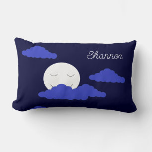 Smiling Full Moon with Clouds:  Lumbar Cushion