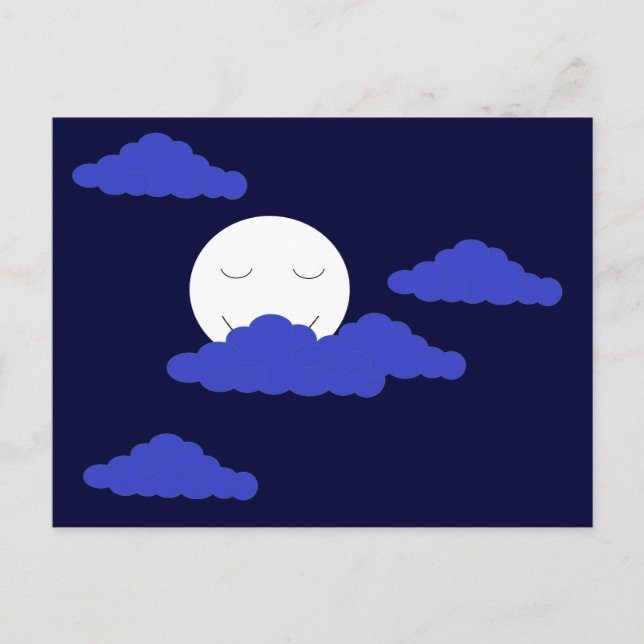 Smiling Full Moon with Clouds Postcard (Front)