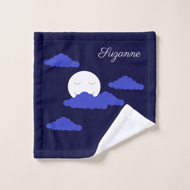Smiling Full Moon with Dark Clouds Wash Cloth (Wash Cloth)