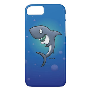 Smiling Funny Shark on Blue Background iPhone 8/7 Case