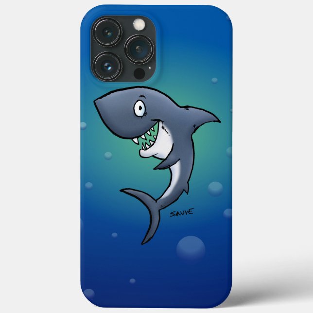 Smiling Funny Shark on Blue Background Case-Mate iPhone Case (Back)