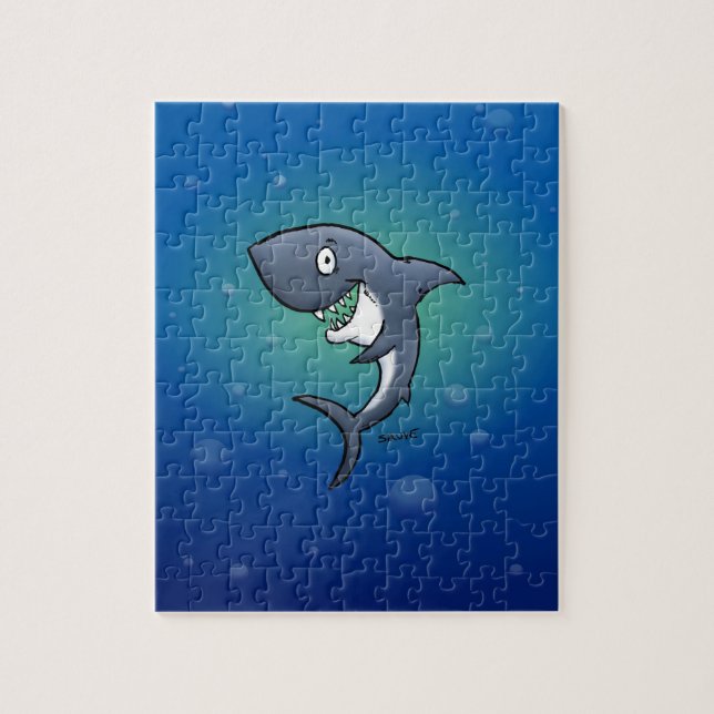 Smiling Funny Shark on Blue Background Jigsaw Puzzle (Vertical)